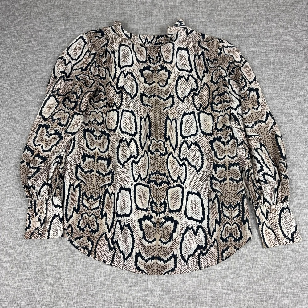 CAbi Shirt Womens S Beige Animal Print Collared Button-Up Lightweight Polyester - Picture 2 of 10